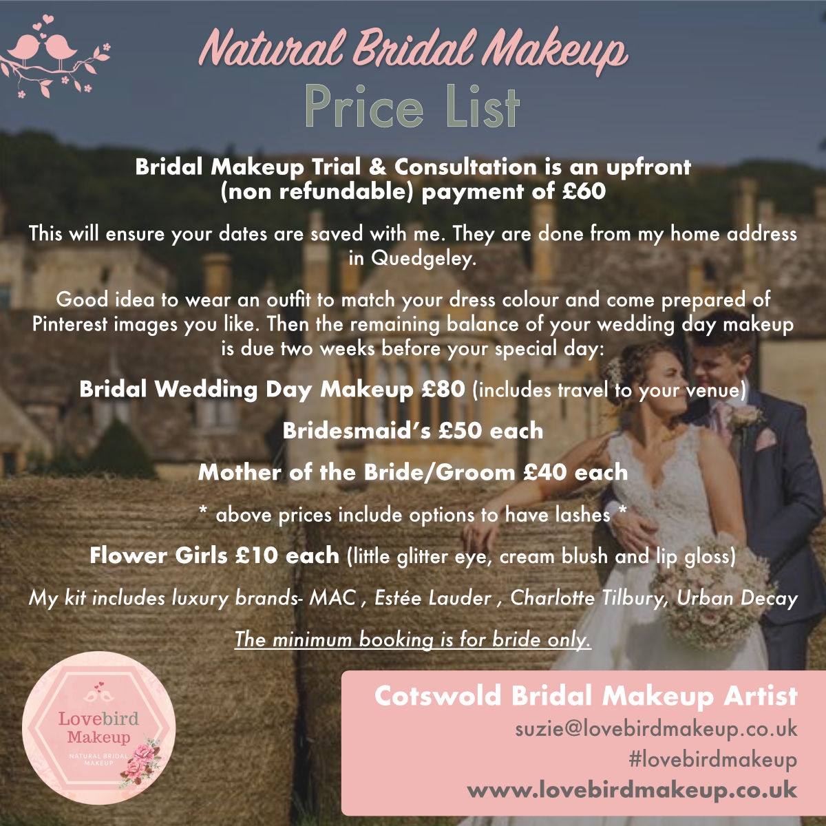 Natural Bridal Makeup - Price List